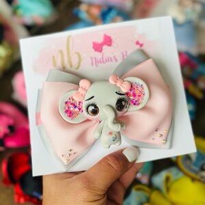 Pink and Gray Elephant Hair Clip
